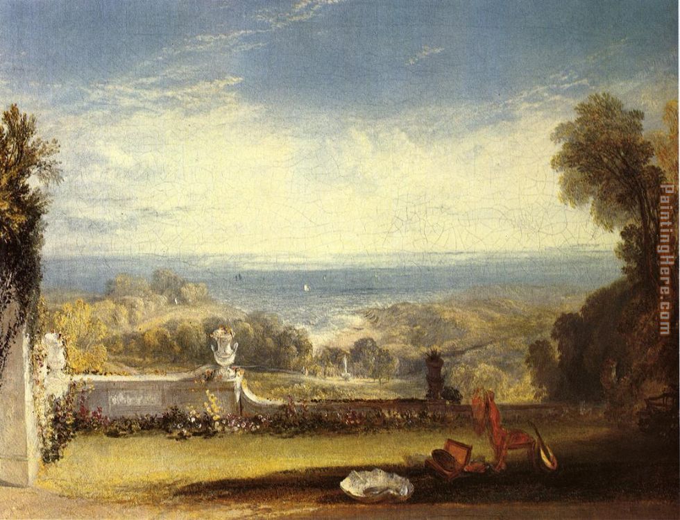 View from the Terrace of a Villa at Niton, Isle of Wight from sketches by a lady painting - Joseph Mallord William Turner View from the Terrace of a Villa at Niton, Isle of Wight from sketches by a lady art painting